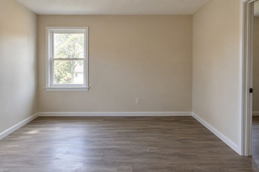 The same room cleared, cleaned and open