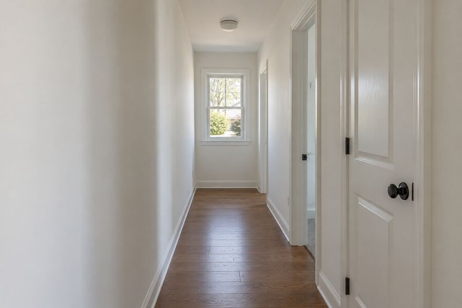 The same hallway cleaned back to white
