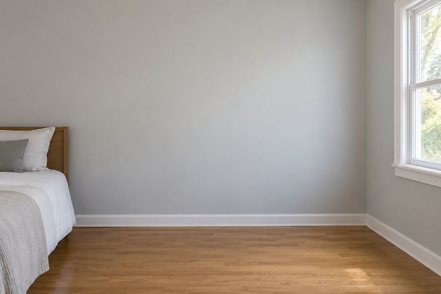 The same wall treated, repaired and repainted