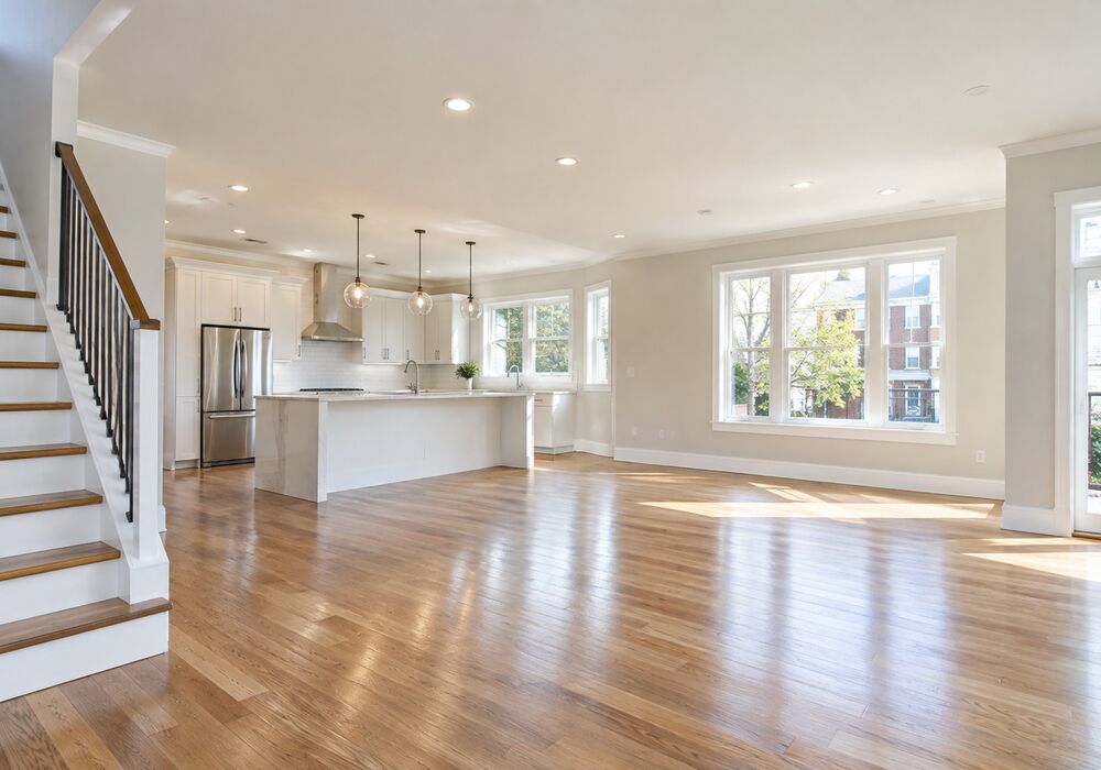 A finished, clean interior in daylight
