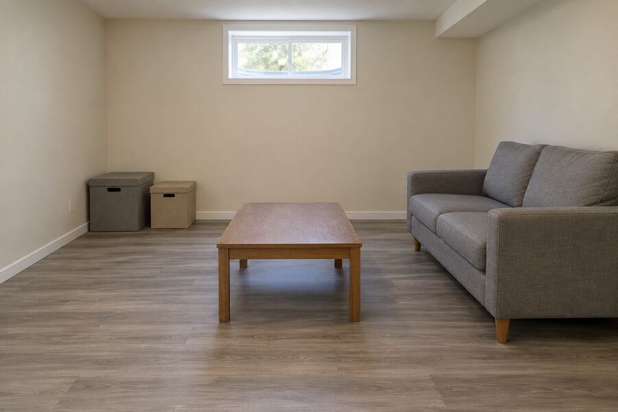 The same basement dry and clean after restoration