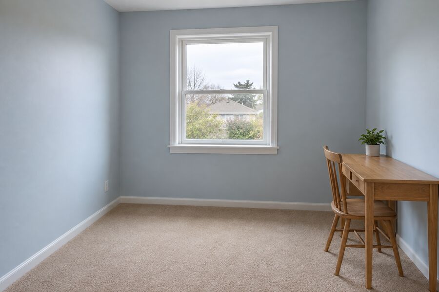 The same room repaired, repainted and dry